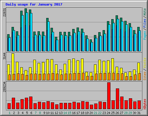Daily usage for January 2017
