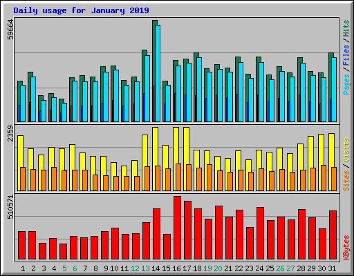 Daily usage for January 2019
