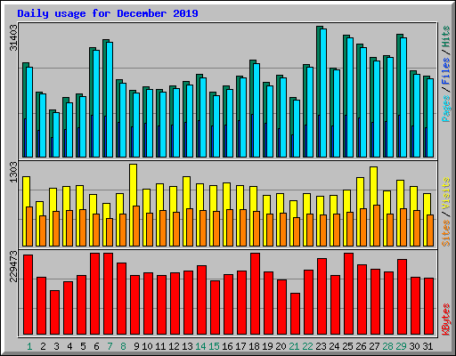 Daily usage for December 2019
