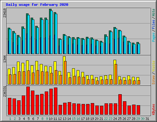 Daily usage for February 2020