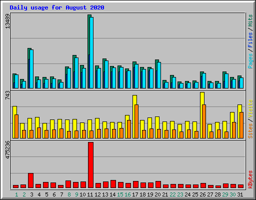 Daily usage for August 2020