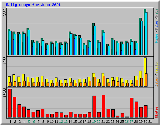 Daily usage for June 2021