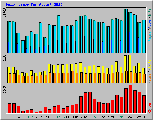 Daily usage for August 2023