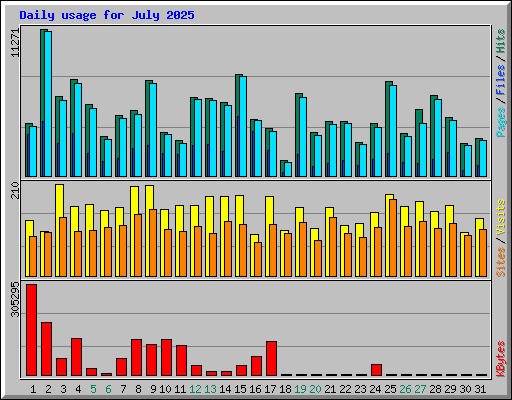 Daily usage for July 2025