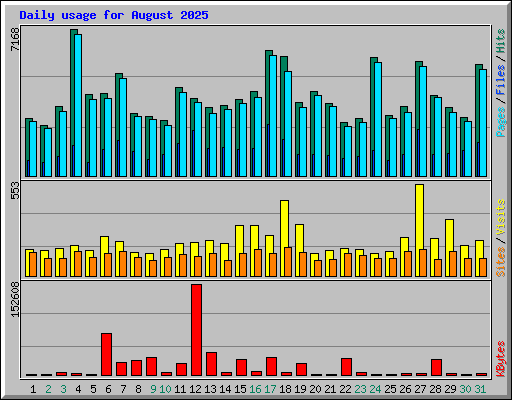Daily usage for August 2025
