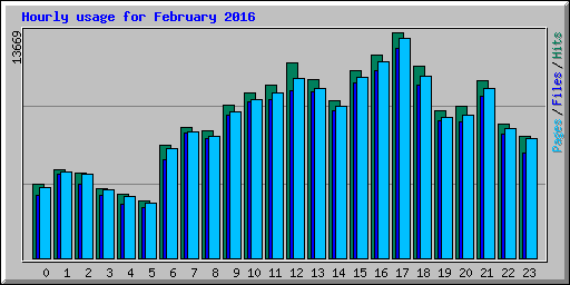 Hourly usage for February 2016