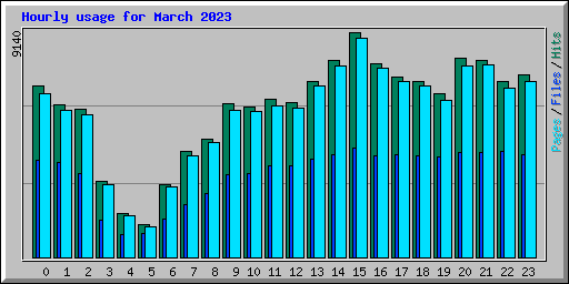 Hourly usage for March 2023